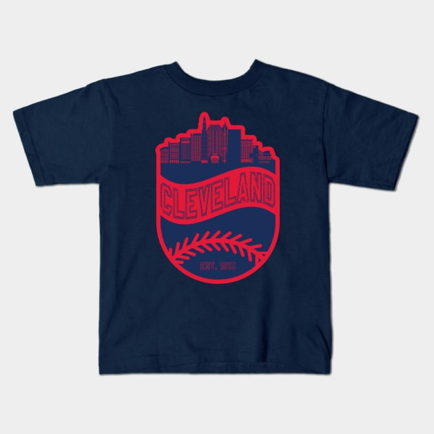 Cleveland Baseball 02 Kids T-Shirt by Juancuan